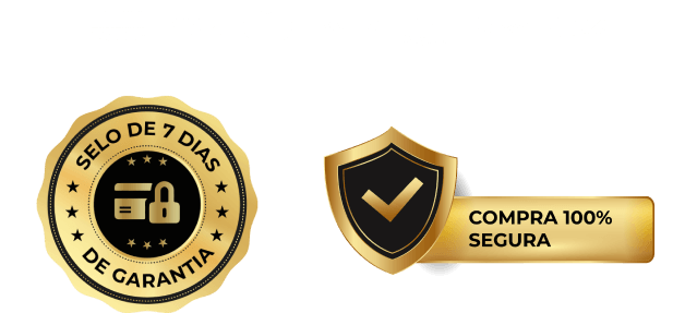 Pague com boleto, PIX PayPal ou cartões. Selo de 7 dias de garantia e compra 100% segura.